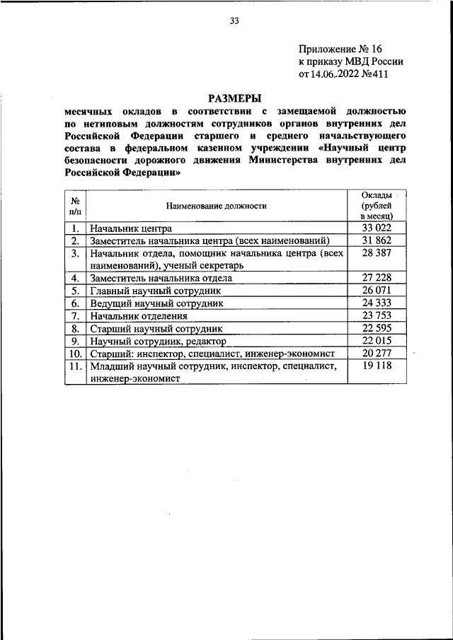 ПРИКАЗ МВД РФ От 14.06.2022 N 411 "ОБ УСТАНОВЛЕНИИ РАЗМЕРОВ.