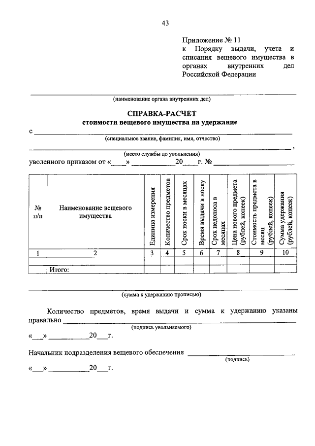 Образец рапорта на списание имущества