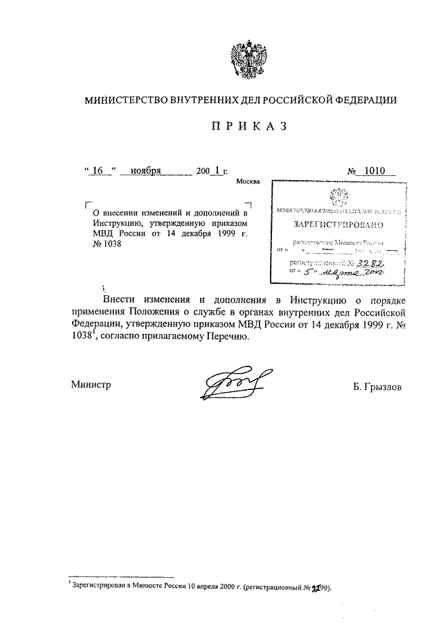 Приказ мвд россии от 2 марта 2009 г 185 и изменения к нему