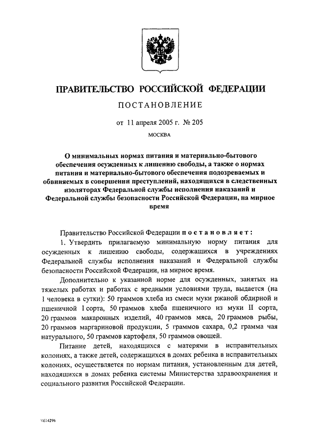 постановление 205 от 11.04.2005